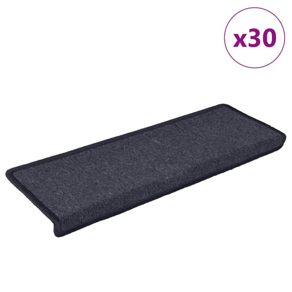 Staircase mats, 30 pcs, 65x21x4 cm, dark grey and blue, rectangular edges