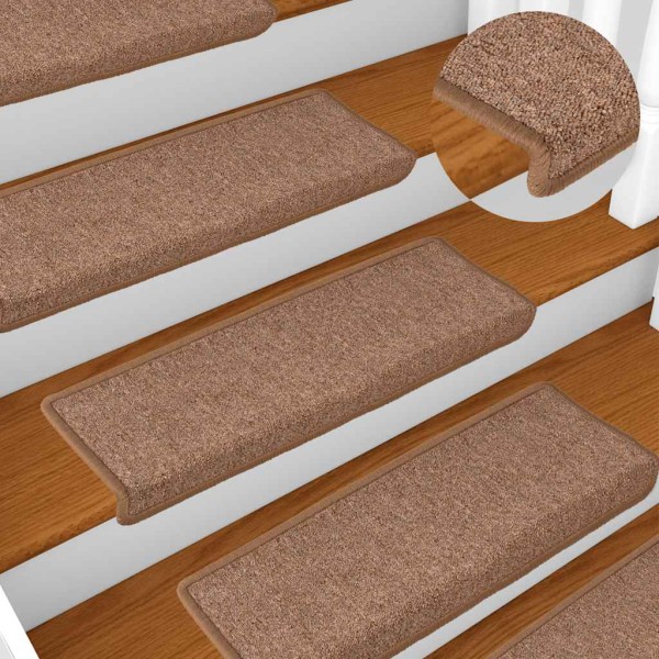 Staircase mats, 30 pcs, 65x21x4 cm, brown, rectangular edges