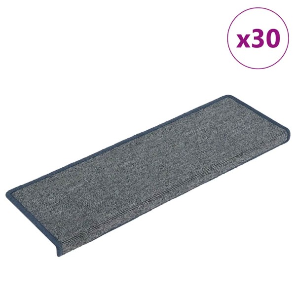 Staircase mats, 30 pcs, 65x21x4 cm, light grey and blue, rectangular edges