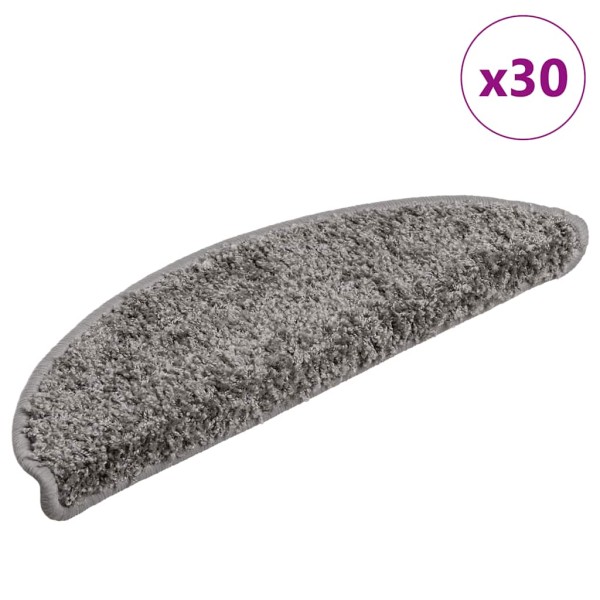 Staircase mats, 30 pcs, grey, 56x17x3 cm, round