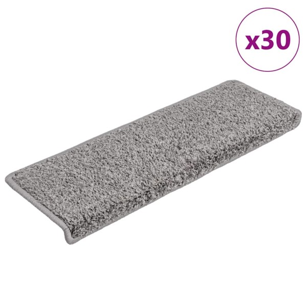 Staircase mats, 30 pcs, grey, 65x21x4 cm, rectangular edges