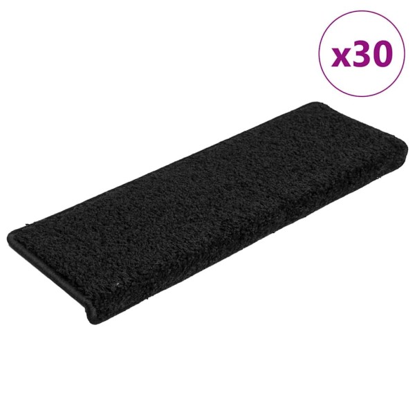Staircase mats, 30 pcs, black, 65x21x4 cm, rectangular edges