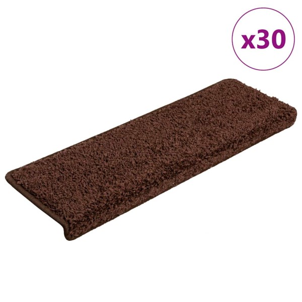 Staircase mats, 30 pcs, 65x21x4 cm, brown, rectangular edges