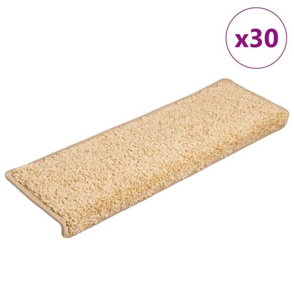 Staircase mats, 30 pcs, 65x21x4 cm, creamy color, rectangular edges