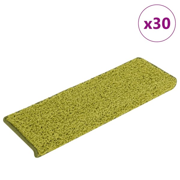 Staircase mats, 30 pcs, 65x21x4 cm, green, rectangular edges