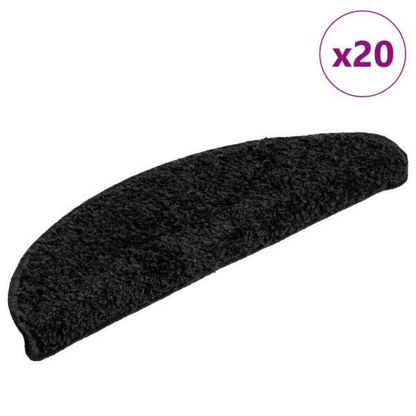 Staircase mats, 20 pcs, black, 56x17x3 cm, round