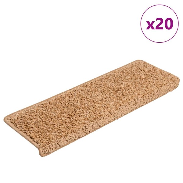 Staircase mats, 20 pcs, 65x21x4 cm, sandy color, rectangular edges