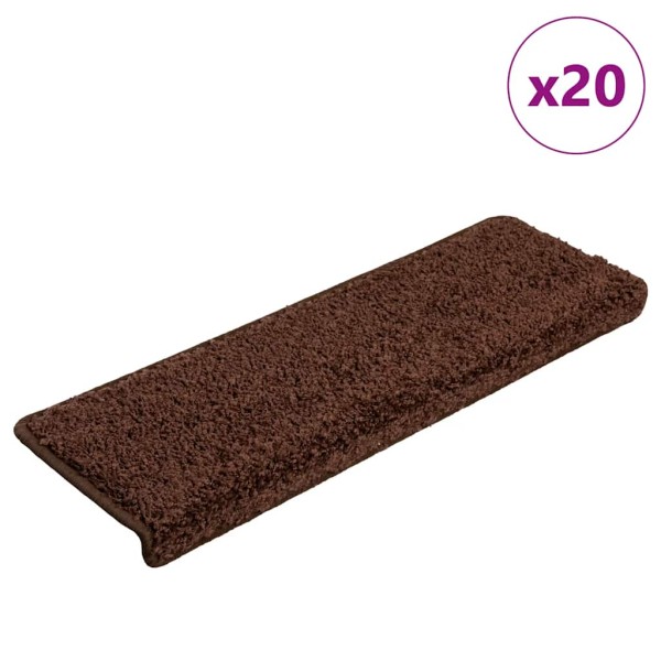 Staircase mats, 20 pcs, 65x21x4 cm, brown, rectangular edges