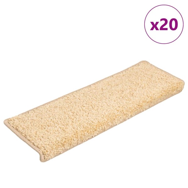 Staircase mats, 20 pcs, 65x21x4 cm, creamy color, rectangular edges