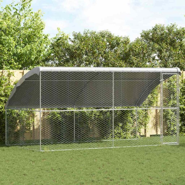 Dog cage 2 pcs Silver 4 x 2 x 2 m Galvanized steel