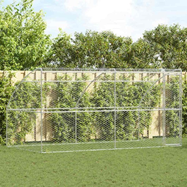 Dog cage 2 pcs Silver 4 x 2 x 2 m Galvanized steel