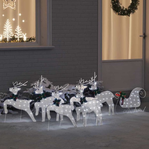 LED deer 7 pcs Silver fabric