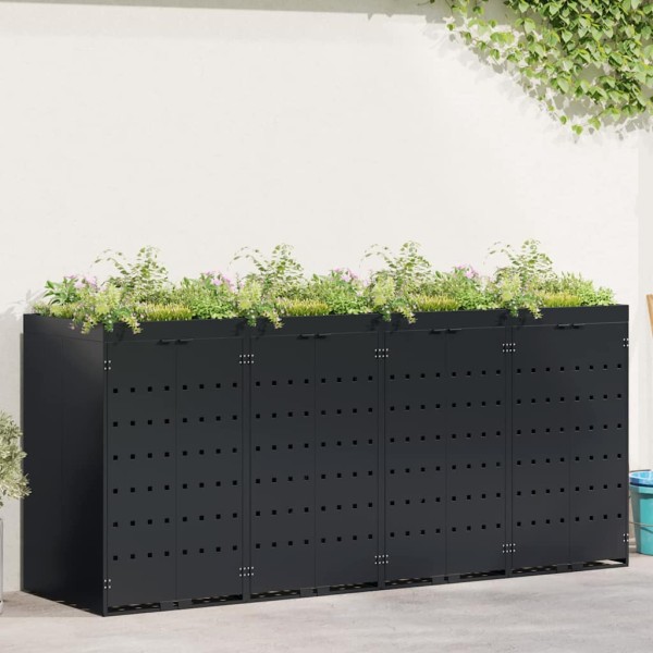 Wheel container storage 4 containers Black
