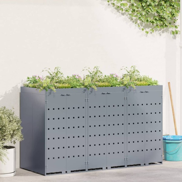 Wheel container storage 3 containers Light grey