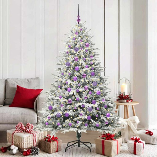 Artificial prelit Christmas tree with a set of balls