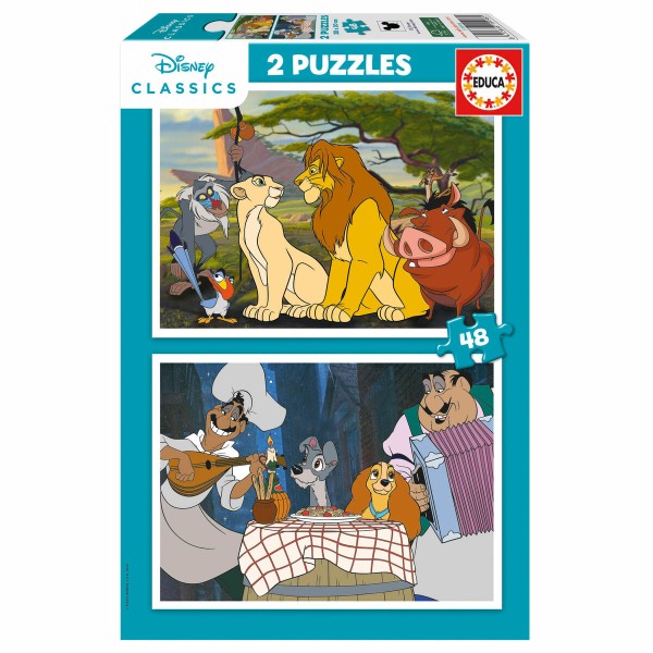 2-Puzzle Set Disney Lion King and Lady and the Tramp 48 Pieces