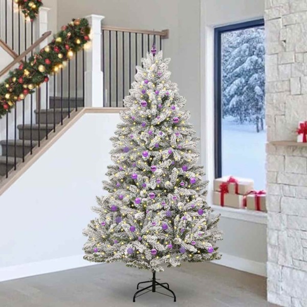Artificial Christmas tree Green and white 240 cm PVC and metal