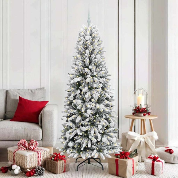 Artificial Christmas tree with 300 LED s stand White 180 cm