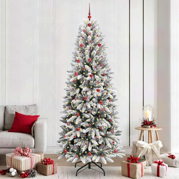 Artificial Christmas tree with 300 LED s stand White 240 cm