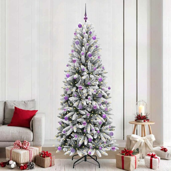 Artificial Christmas tree with 300 LED s stand White 240 cm