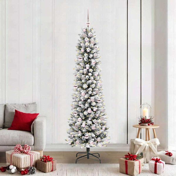 Artificial Christmas tree White 210 cm PVC and Metals and Plastic