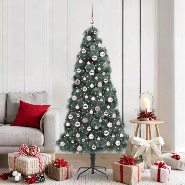 Artificial pre-lit Christmas tree with a set of balls