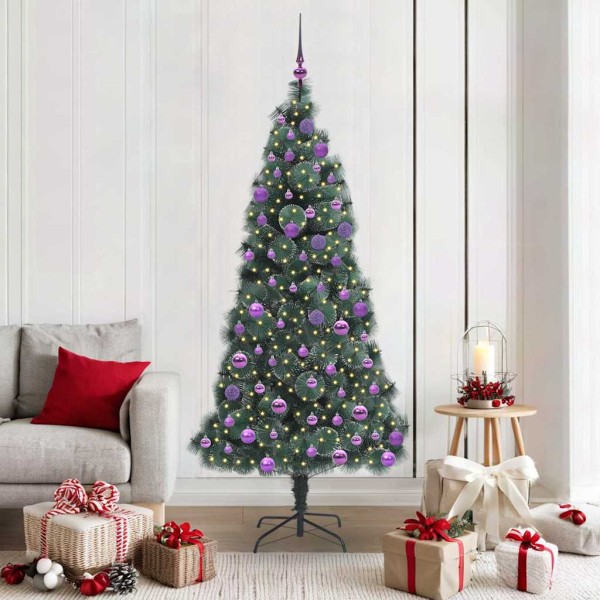 Artificial pre-lit Christmas tree with a set of balls