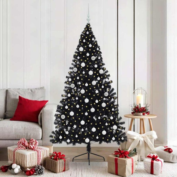 Artificial pre-festive Christmas tree with light Black 180 cm PVC