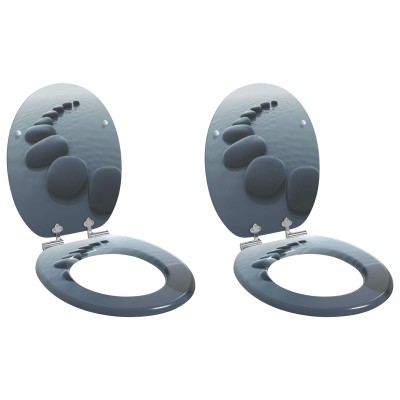 Toilet seat 2 pcs Grey 44 x...
