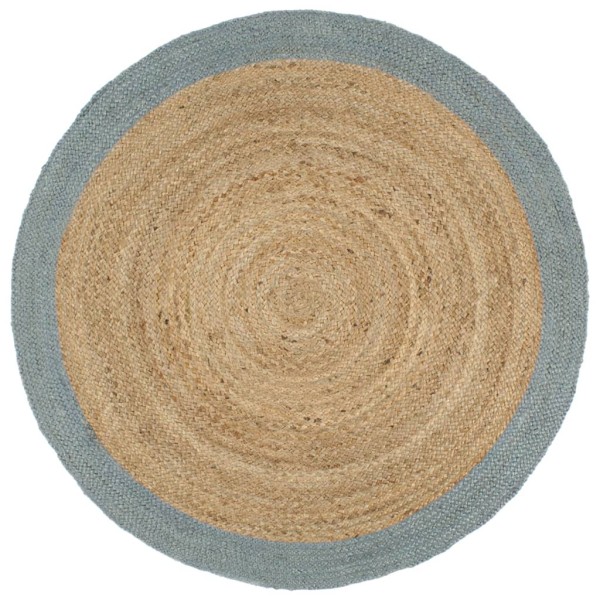 Carpet, 210cm, Jute, handmade, with olive green edge