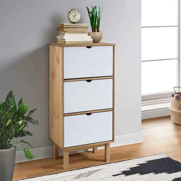 Shoe cabinet with 3 drawers OTTA, brown / white, pine array