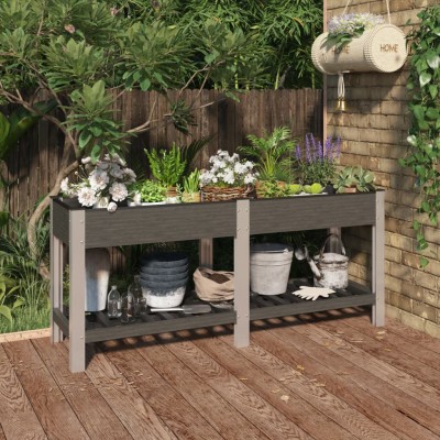 High garden bed with shelf,...