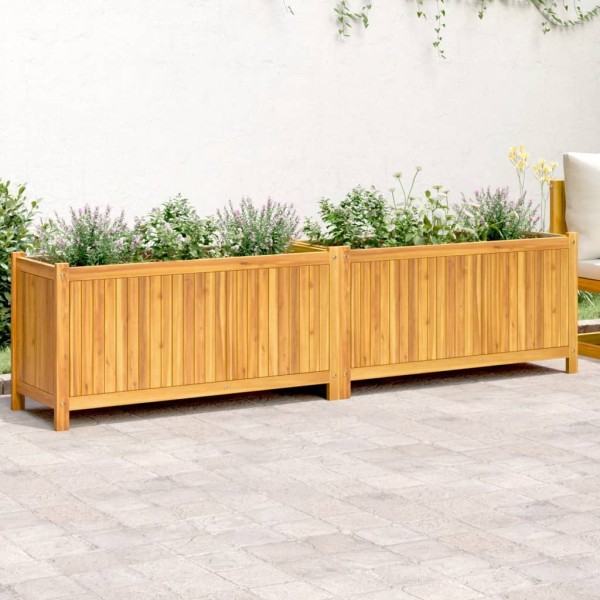 Garden bed with insert, 199x38,5x50cm, acacia array