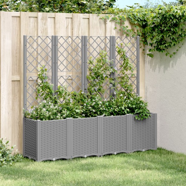 Garden cot with treilage, light grey, 160x40x140cm, PP