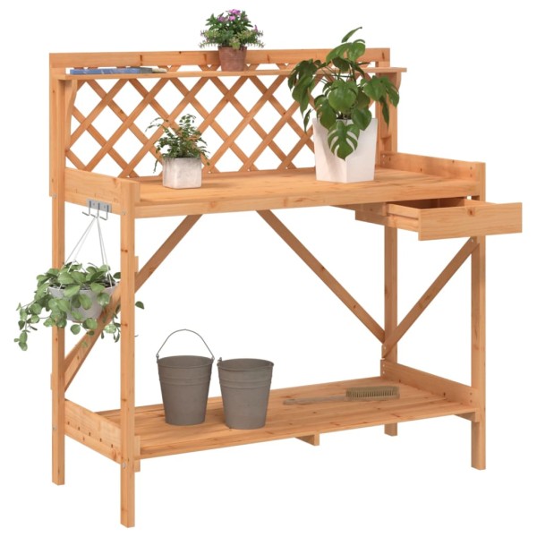 Planting table with terraces, brown col. and spruce wood array