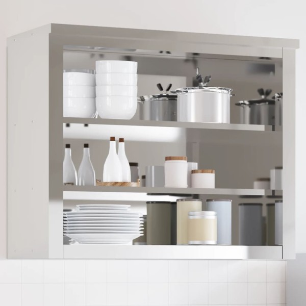 Kitchen cupboard with shelves, stainless steel