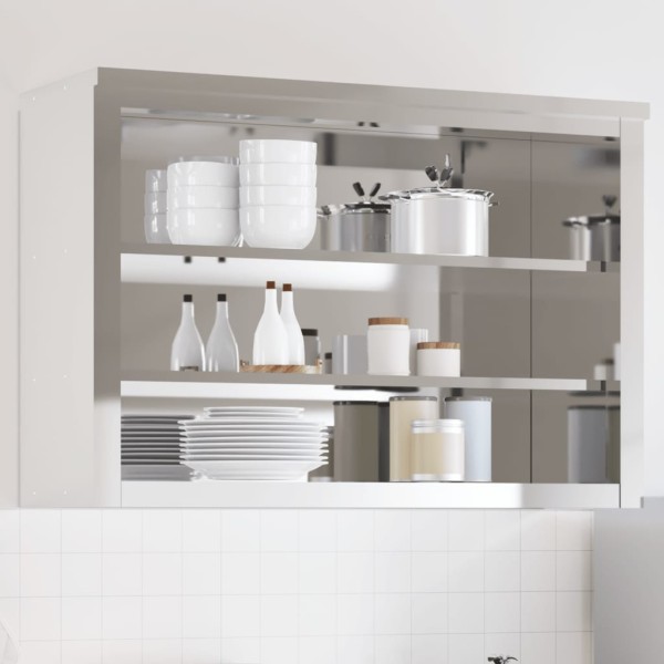 Kitchen cupboard with shelves, stainless steel