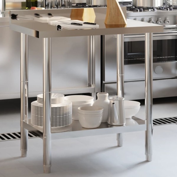 Kitchen Desktop with wall, 82,5x55x93cm, steel