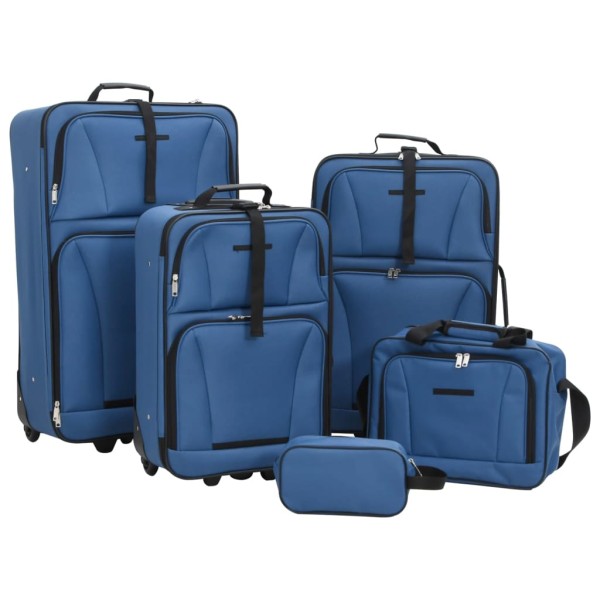 Travel suites, 5 parts, blue, fabric
