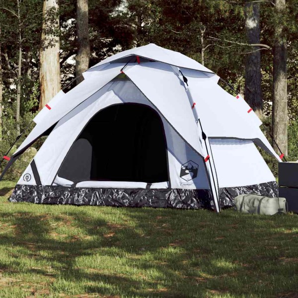 Camping tent, white, pentagon, dark fabric