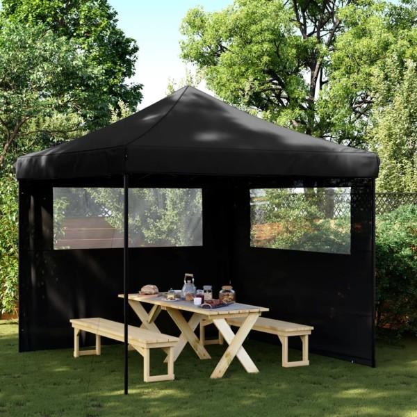 A commemorative tent with 2 side walls, black