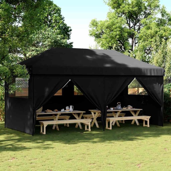 A commemorative tent with 4 side walls, black