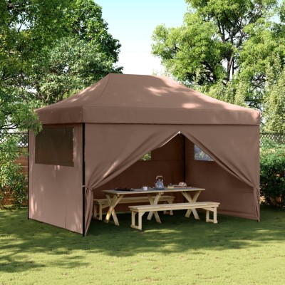 A wooden tent with 4 side...