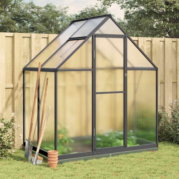 Greenhouse with base frame, anthracite, 169x114x202cm, aluminium