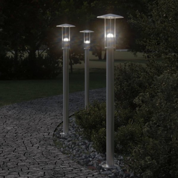 Outdoor luminaire, 3pcs., silver, 100cm, stainless steel