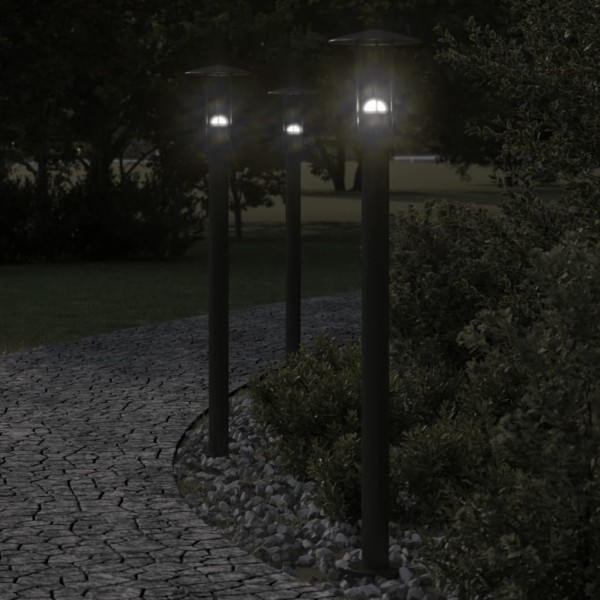 Outdoor lights, 3pcs., black, 100cm, stainless steel