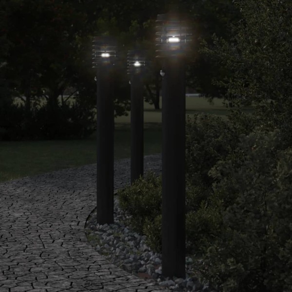 Outdoor lights with sensor, 3pcs., black, 110cm, steel