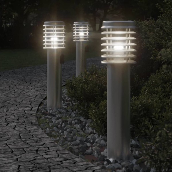 Outdoor lights with leads, 3pcs., silver, 60cm, steel