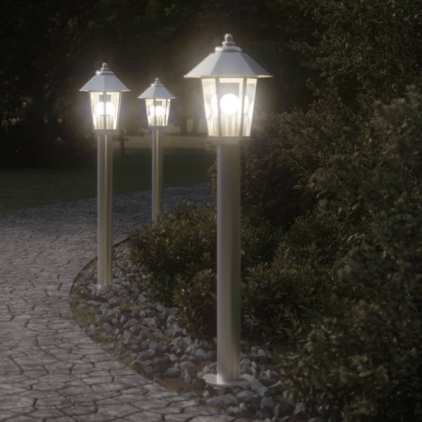 Outdoor lights, 3pcs., silver, 80cm, steel