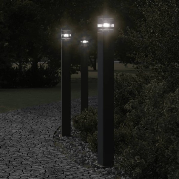 Outdoor lighting, 3pcs., black, 110cm, aluminium